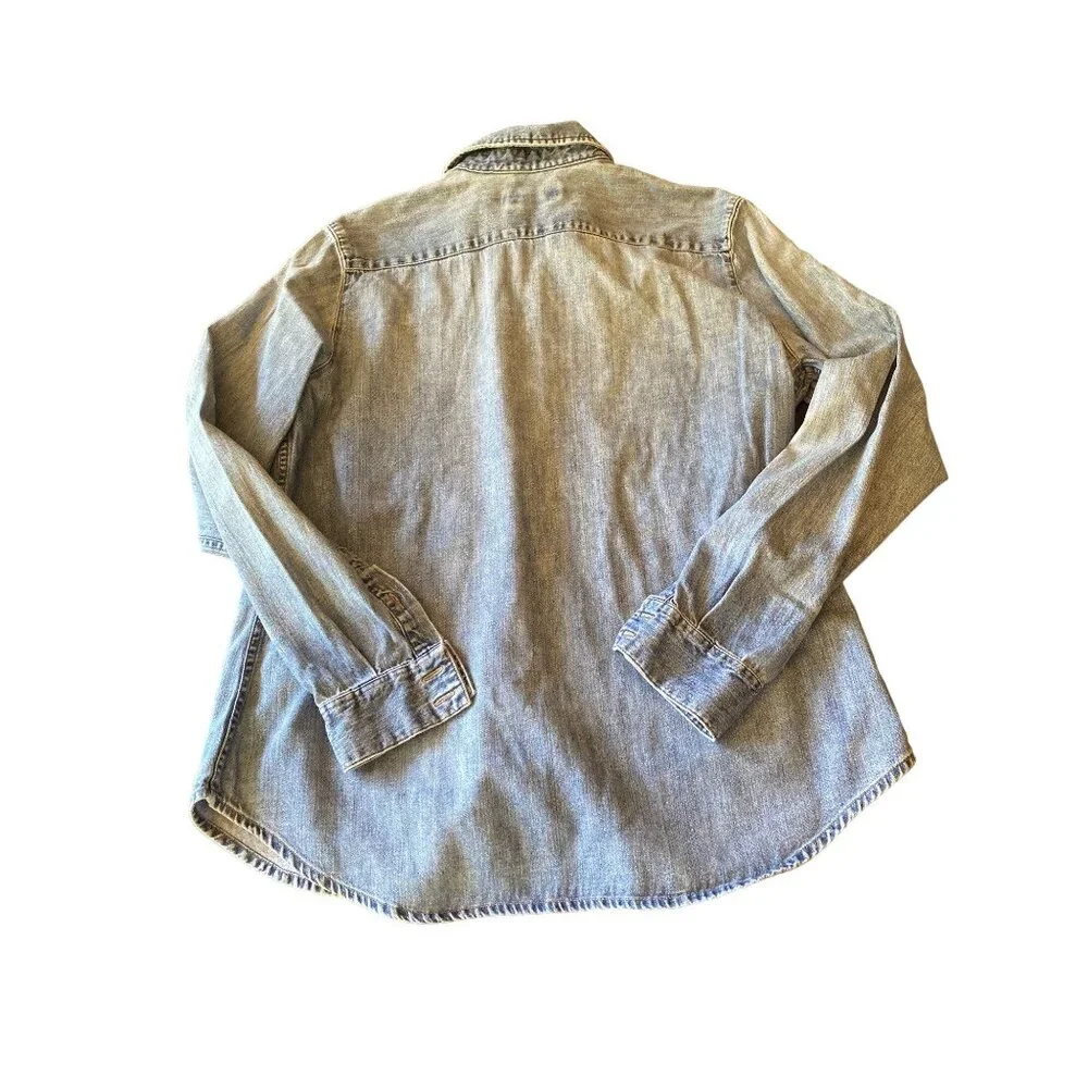 Eddie Bauer Womens Denim Button-Up Shirt L 1Cotton Long Sleeve Casual Vintage 90 - Picture 5 of 5